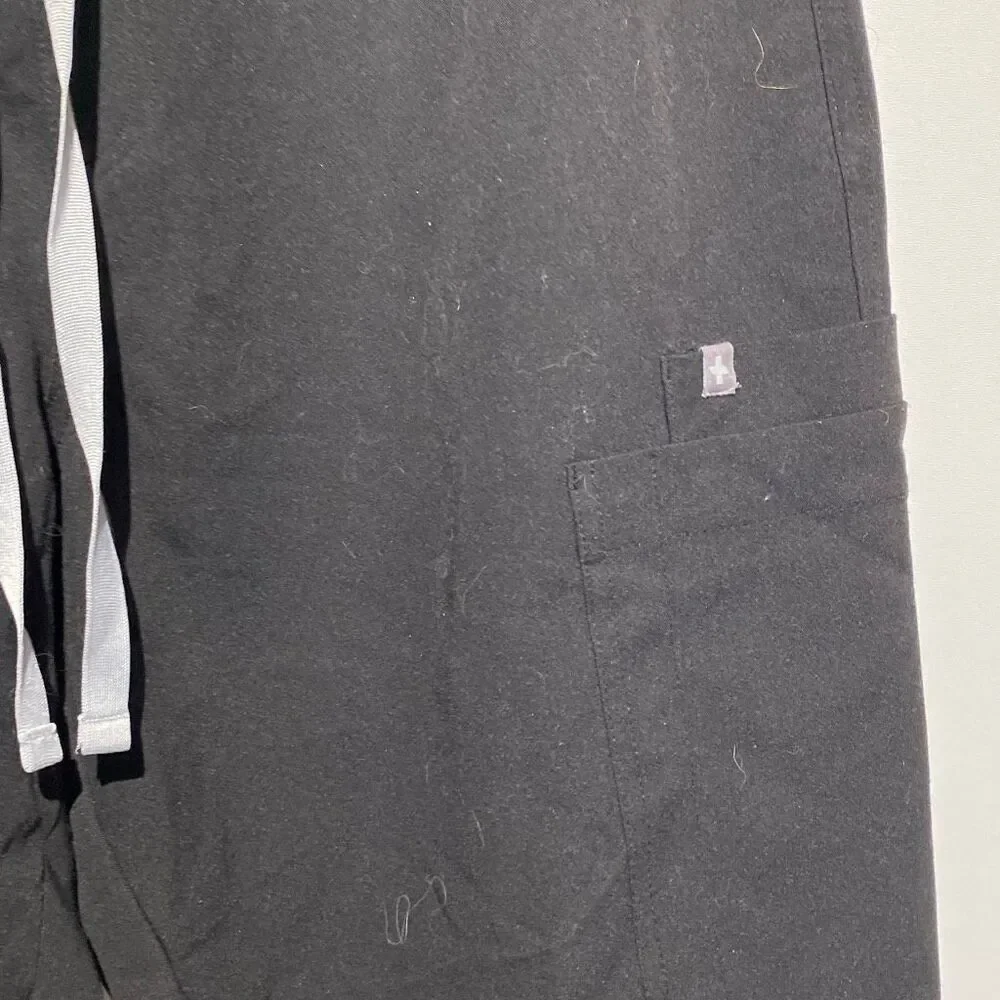 FIGS Men's Black Technical Medical Drawstring Cargo Stretch Scrub Pants‎ Large